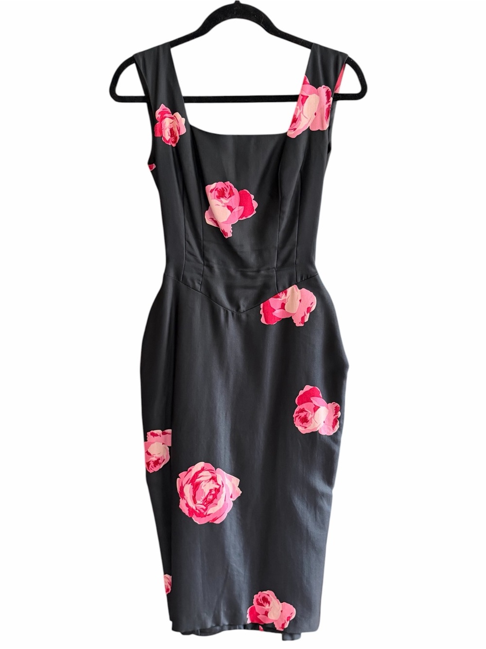 VINTAGE 60s THE FRENCH SHOP Cocktail SIlk Sculptural Draped Pin Up Dress S